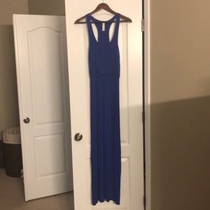 Blue racer back tank maxi dress, size M